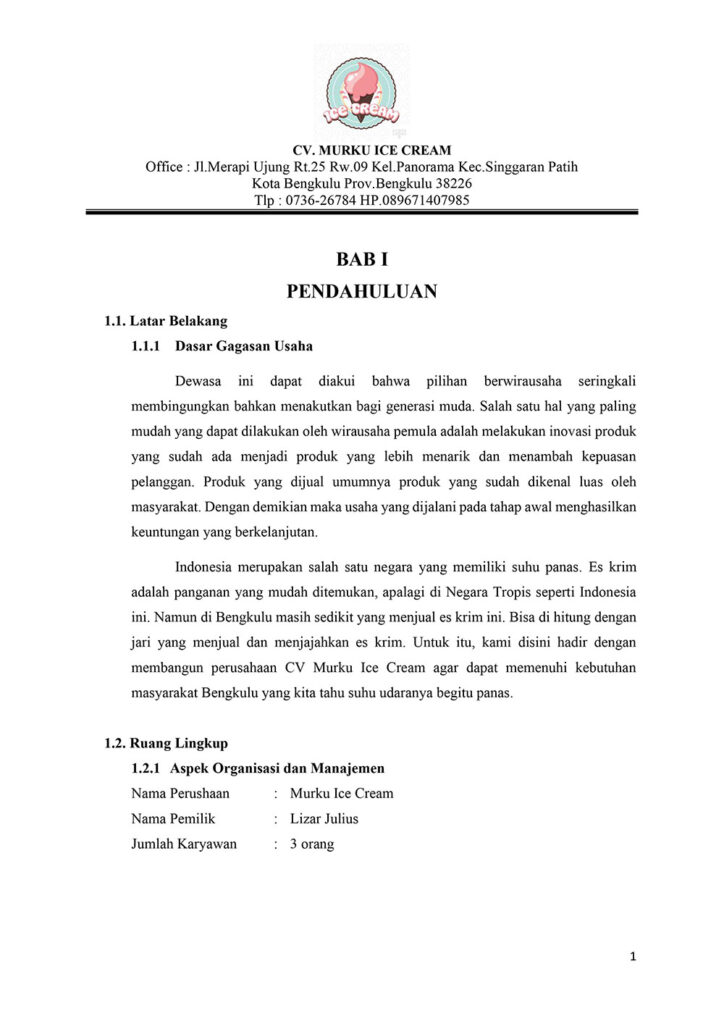 Contoh pendahuluan proposal