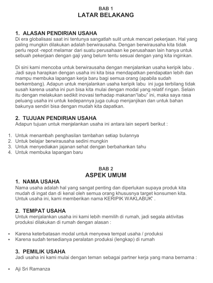 Contoh Proposal Usaha Makanan Sehat