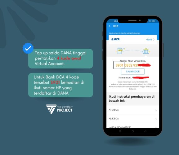 Cara top up DANA dari rekening bank BCA